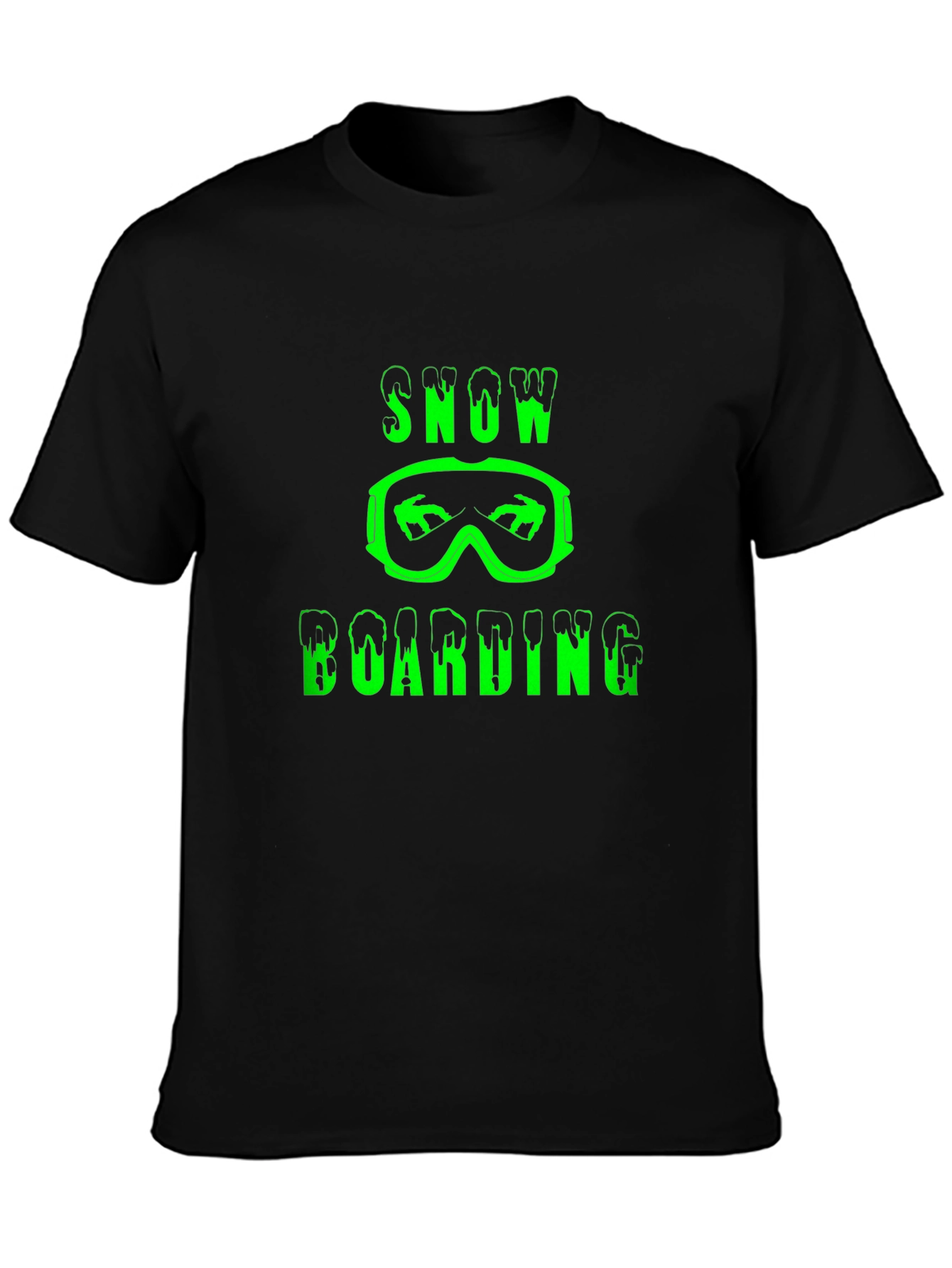 Snowboarding Graphic Print Black T-Shirt