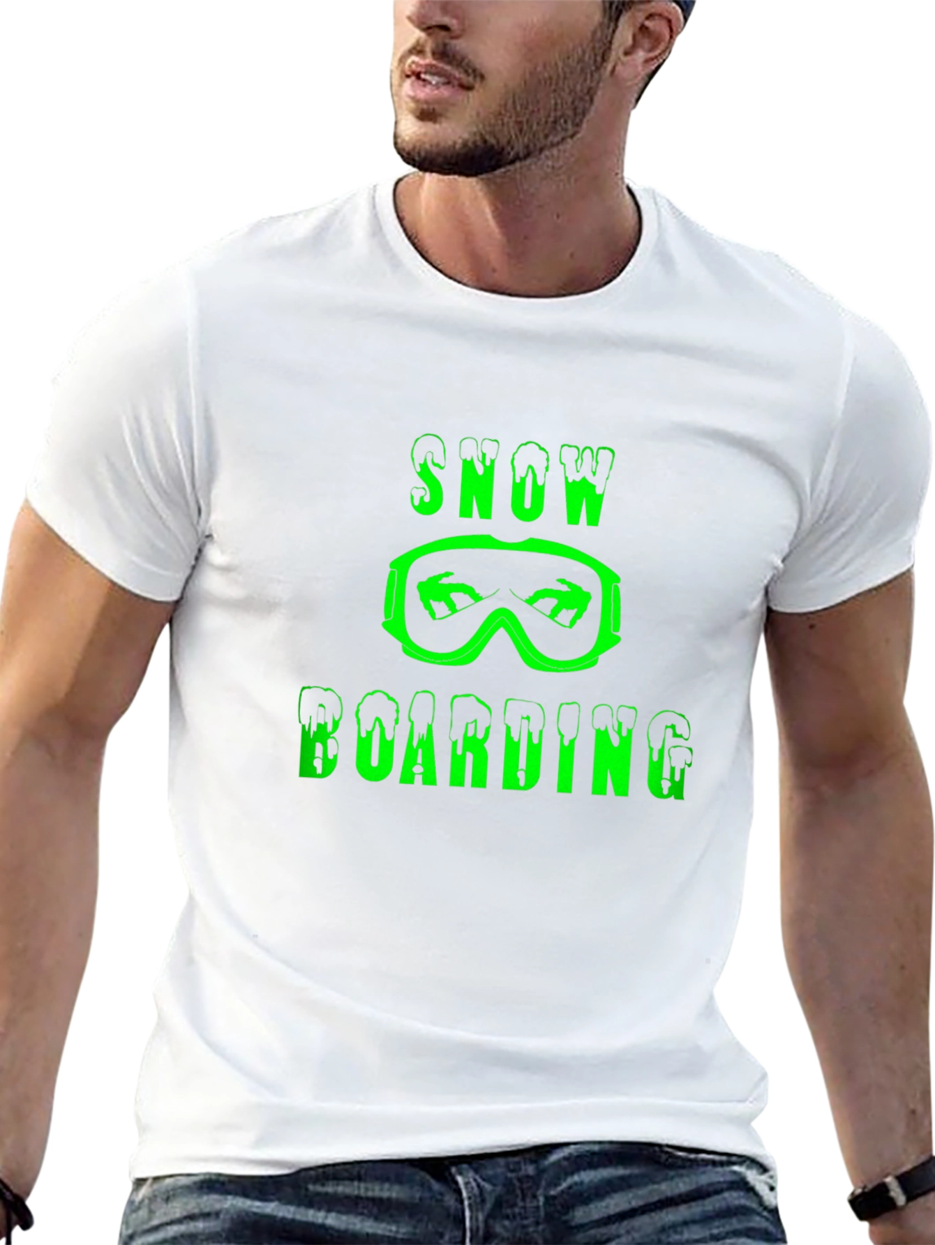 Snowboarding Graphic Print Black T-Shirt