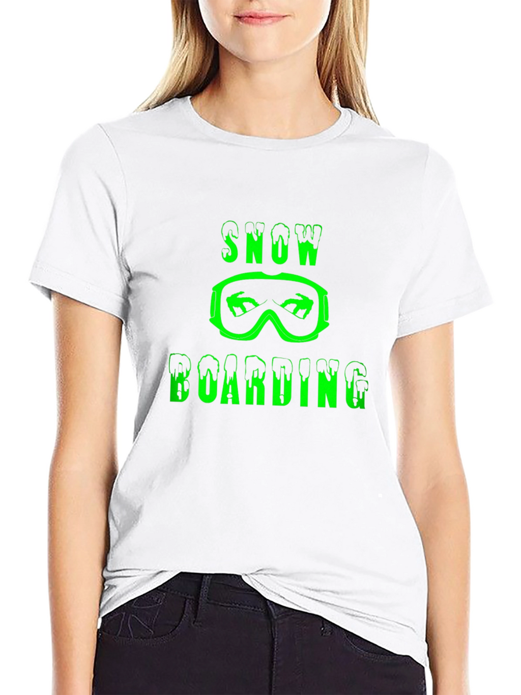 Snowboarding Graphic Print Black T-Shirt