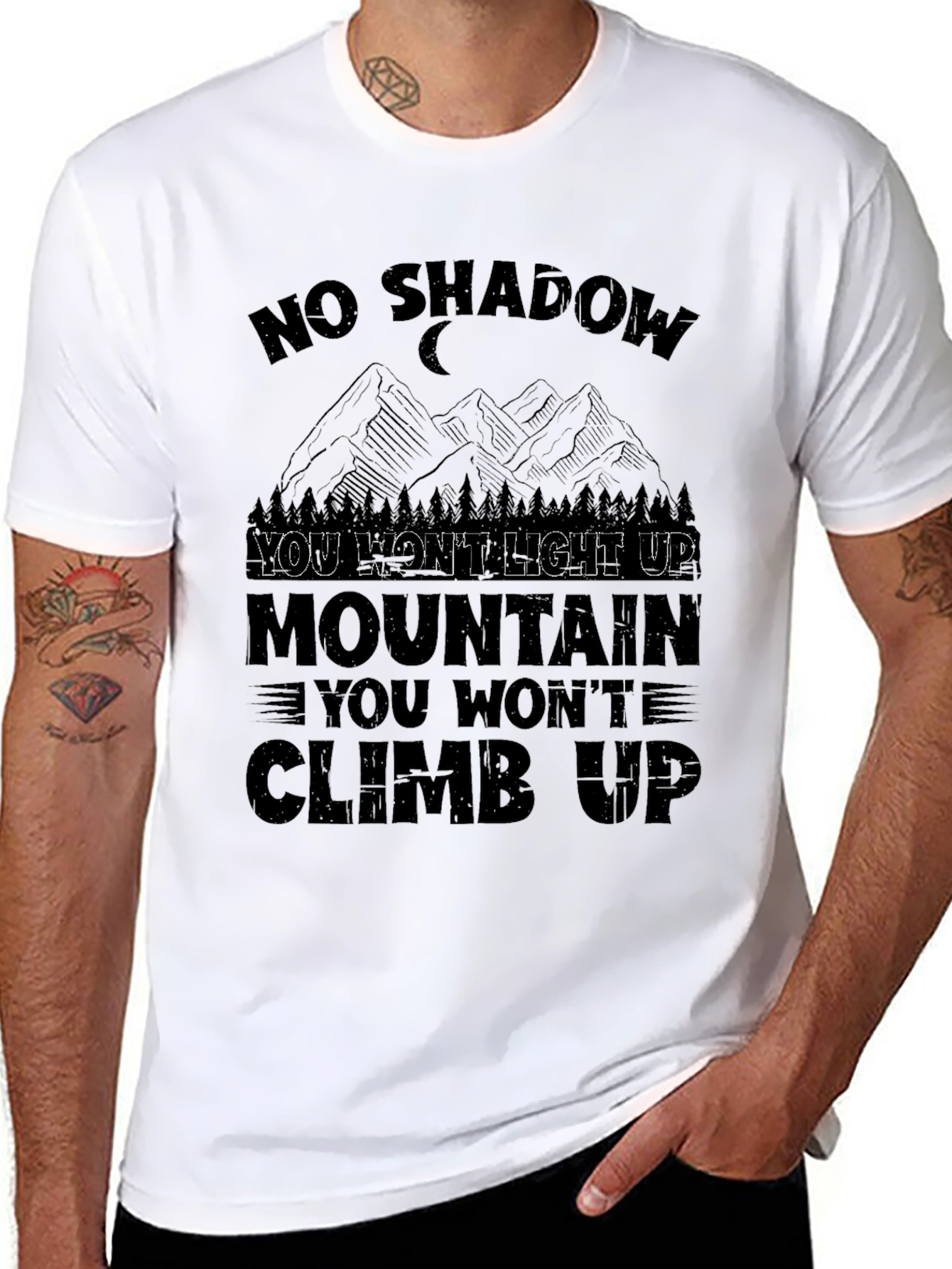 No Shadow Mountain Climb Black Graphic Tee