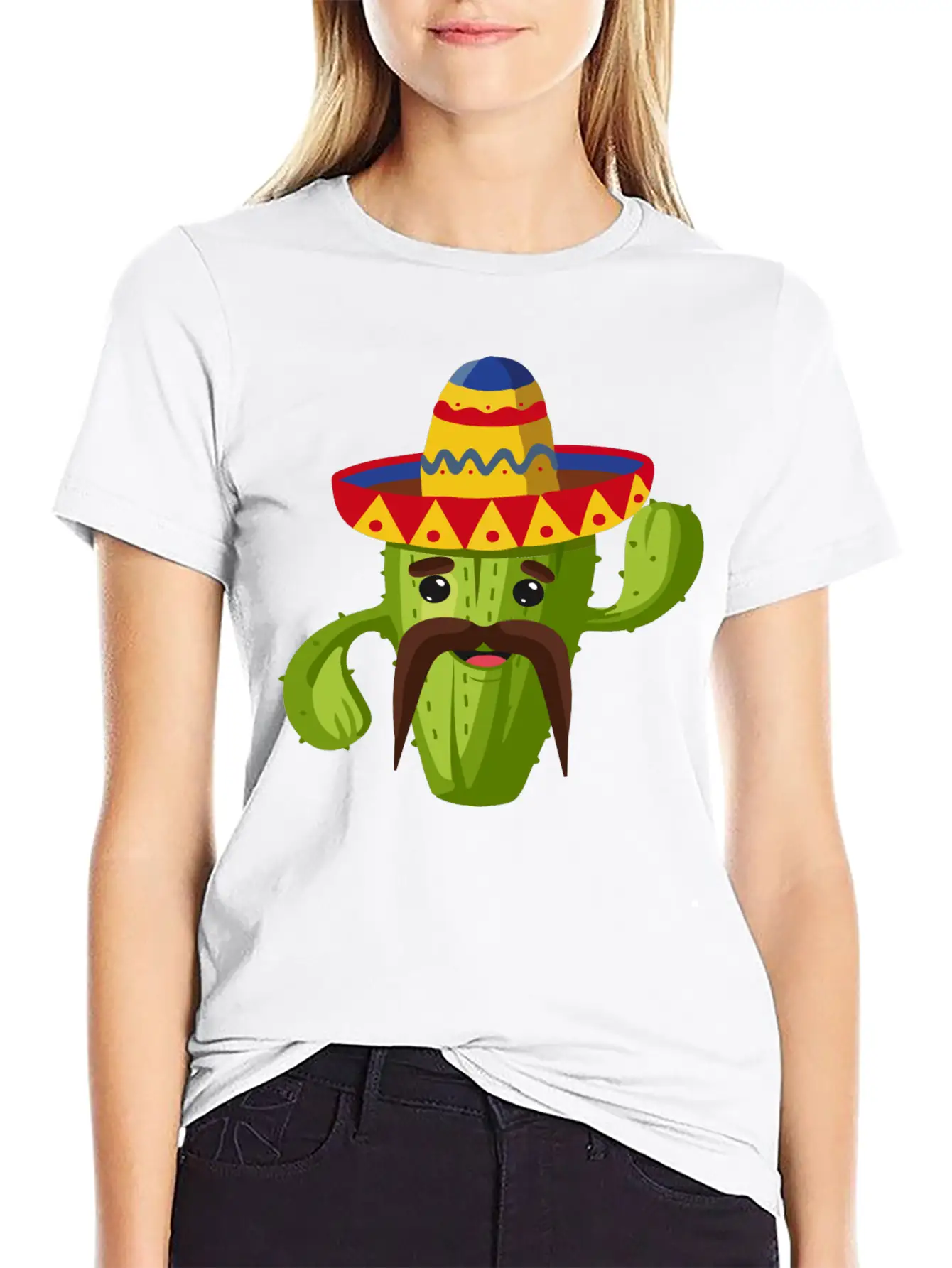 Cactus Cactus Mexican Unisex Short Sleeve Soft Cotton T-Shirt – Casual Everyday Wear
