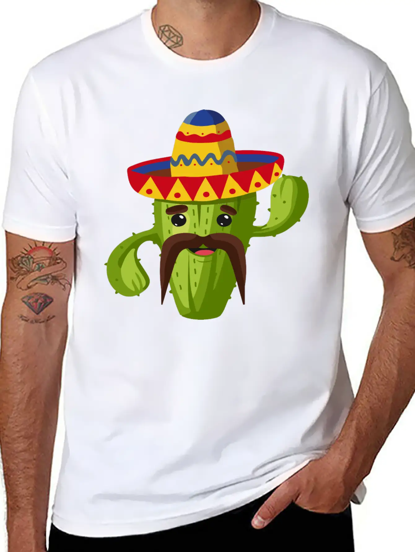 Cactus Cactus Mexican Unisex Short Sleeve Soft Cotton T-Shirt – Casual Everyday Wear
