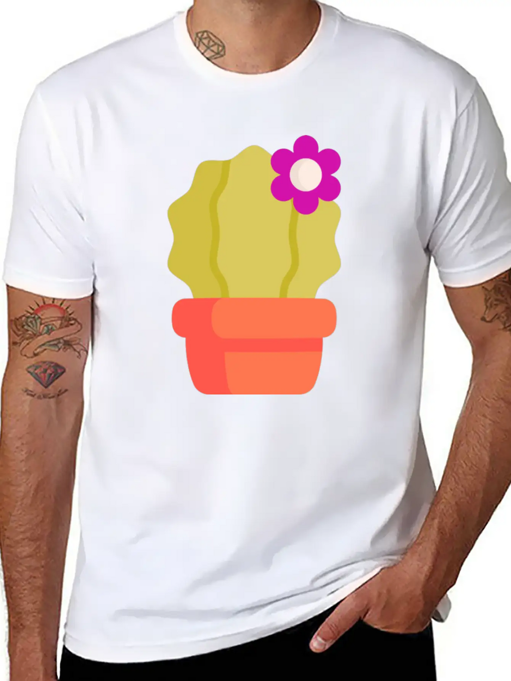 Cactus Illustration Essential Cotton Tee For Daily Outfits – Unisex Style