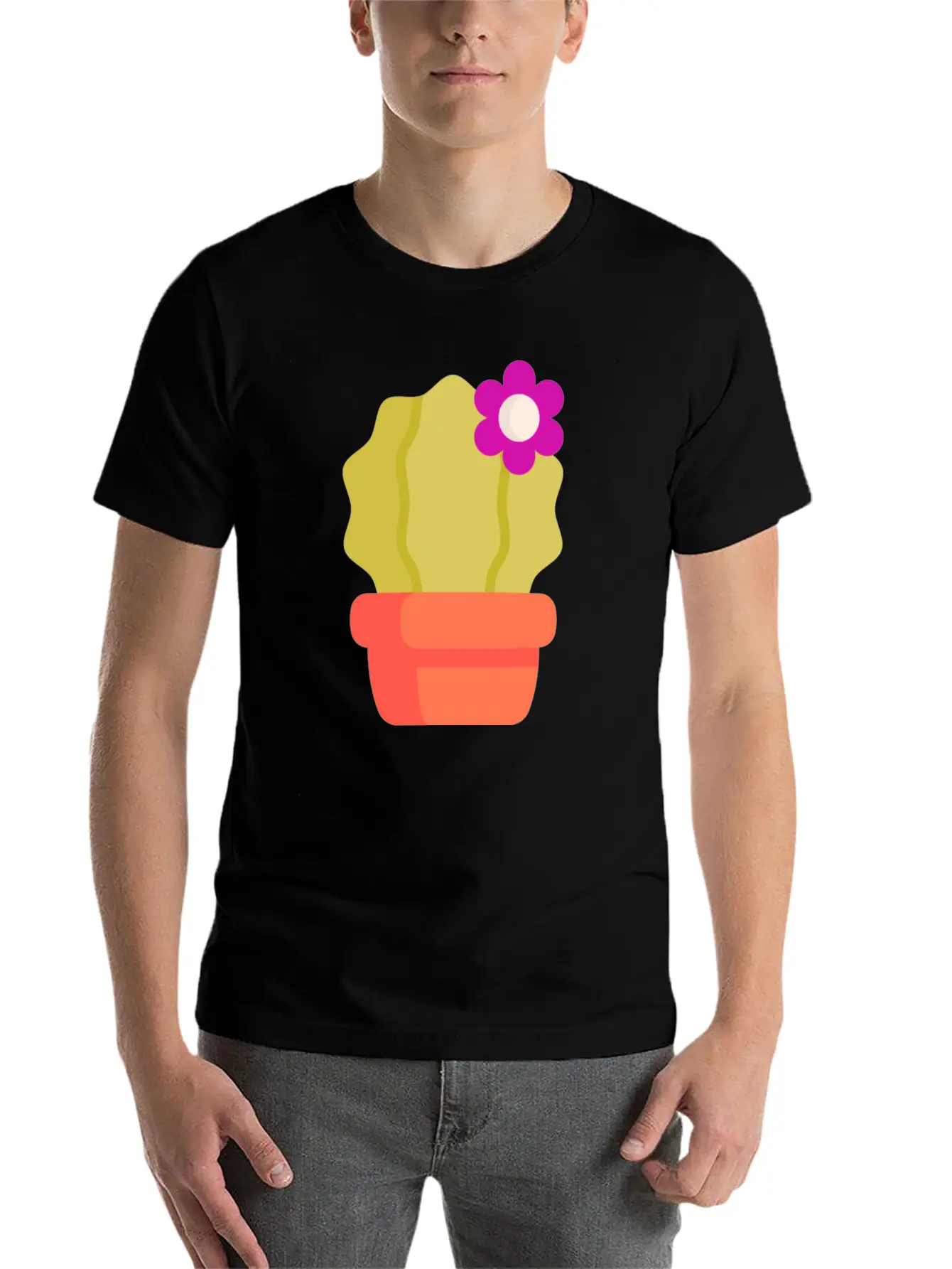 Cactus Illustration Essential Cotton Tee For Daily Outfits – Unisex Style