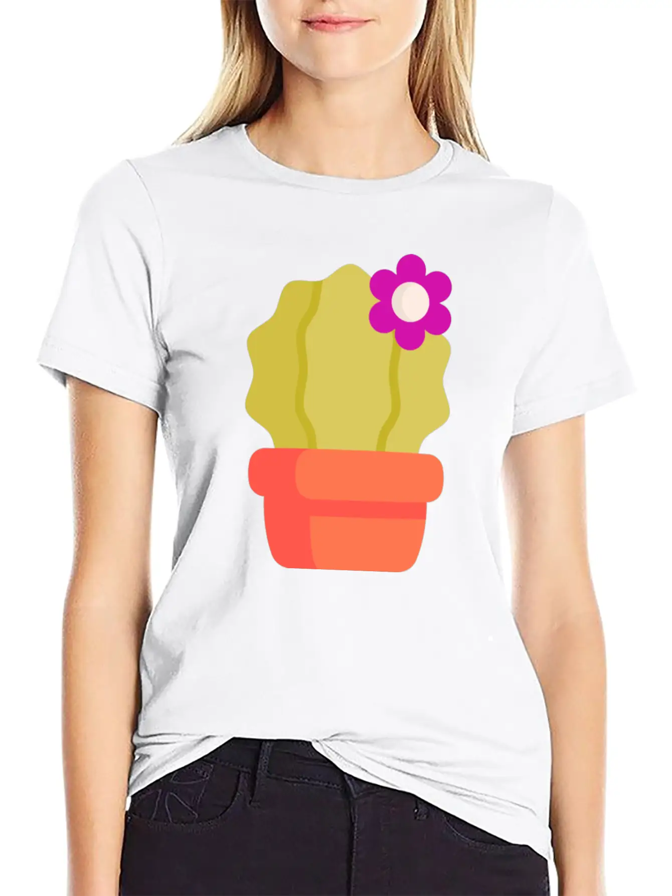 Cactus Illustration Essential Cotton Tee For Daily Outfits – Unisex Style