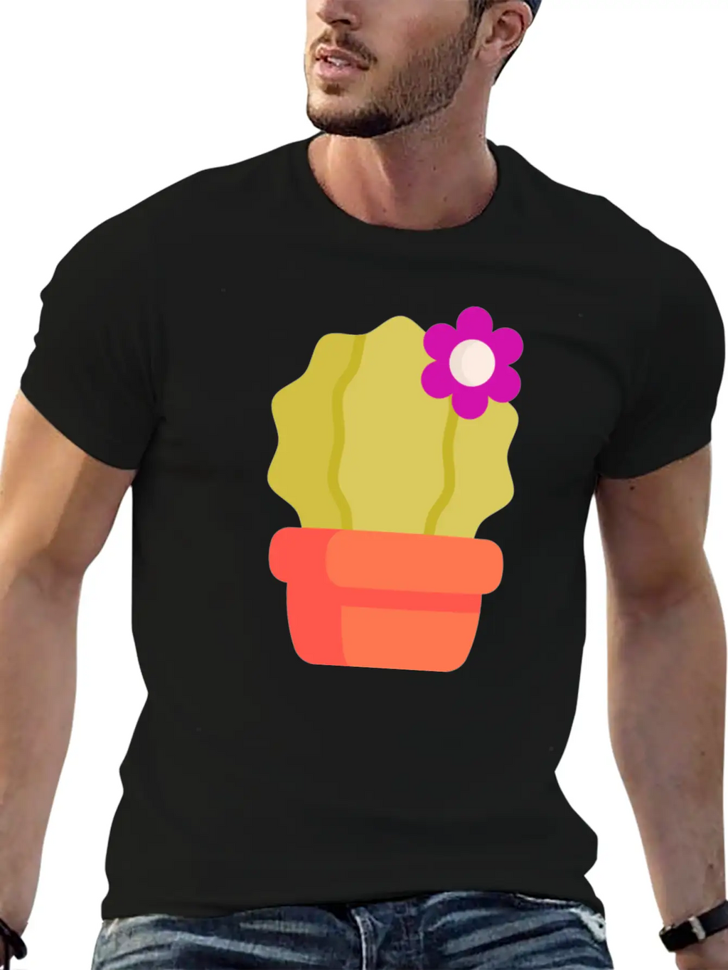 Cactus Illustration Essential Cotton Tee For Daily Outfits – Unisex Style