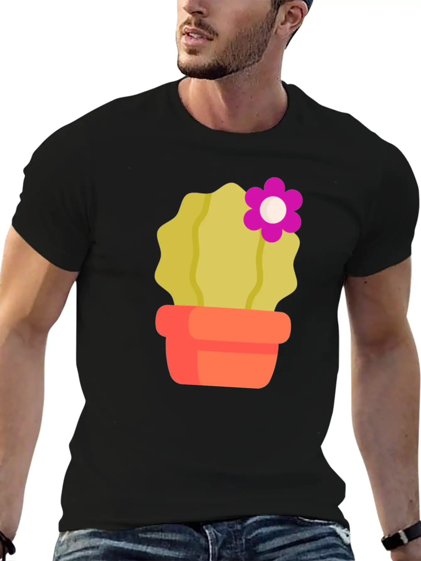 Cactus Illustration Essential Cotton Tee For Daily Outfits – Unisex Style