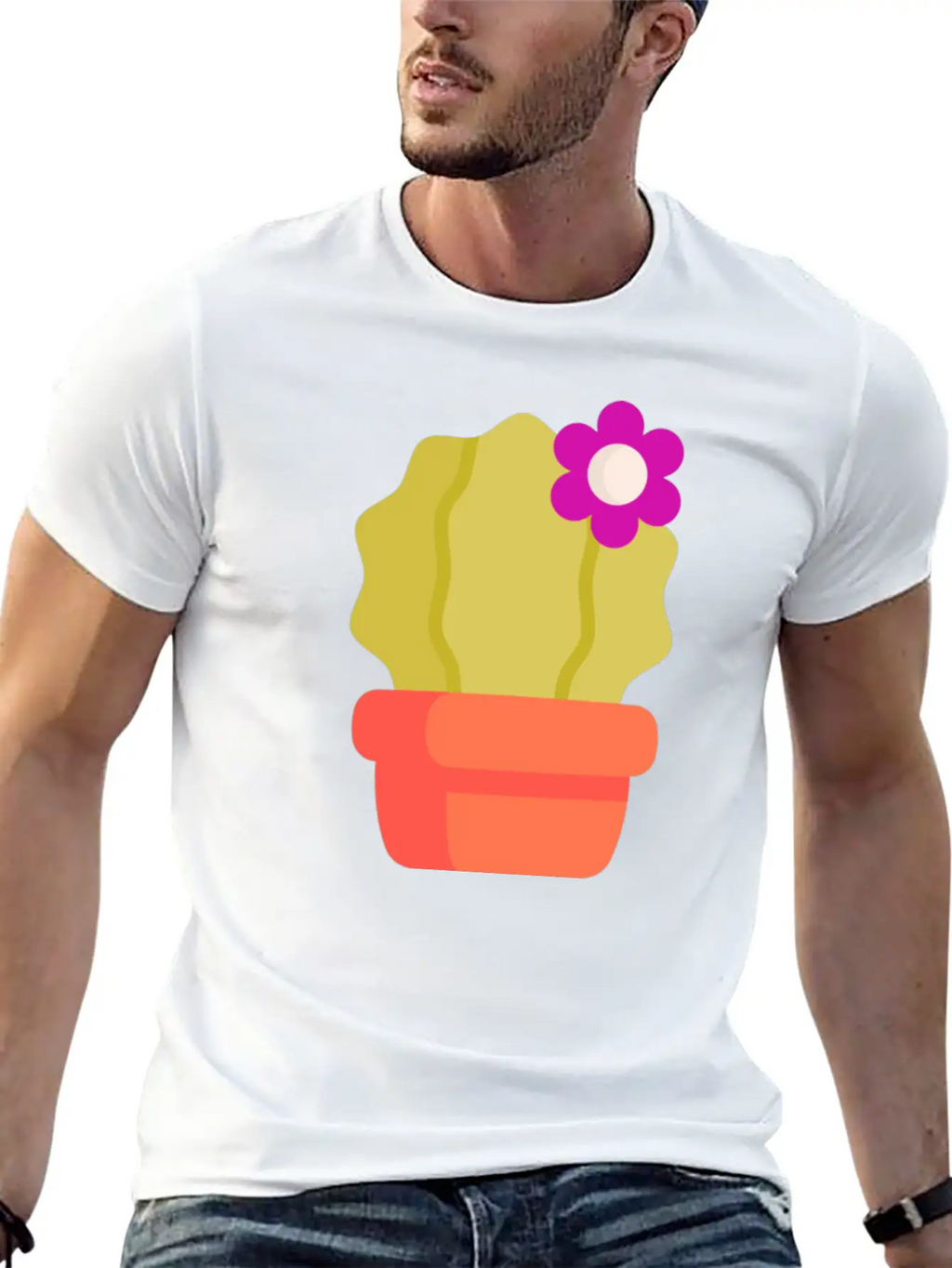 Cactus Illustration Essential Cotton Tee For Daily Outfits – Unisex Style