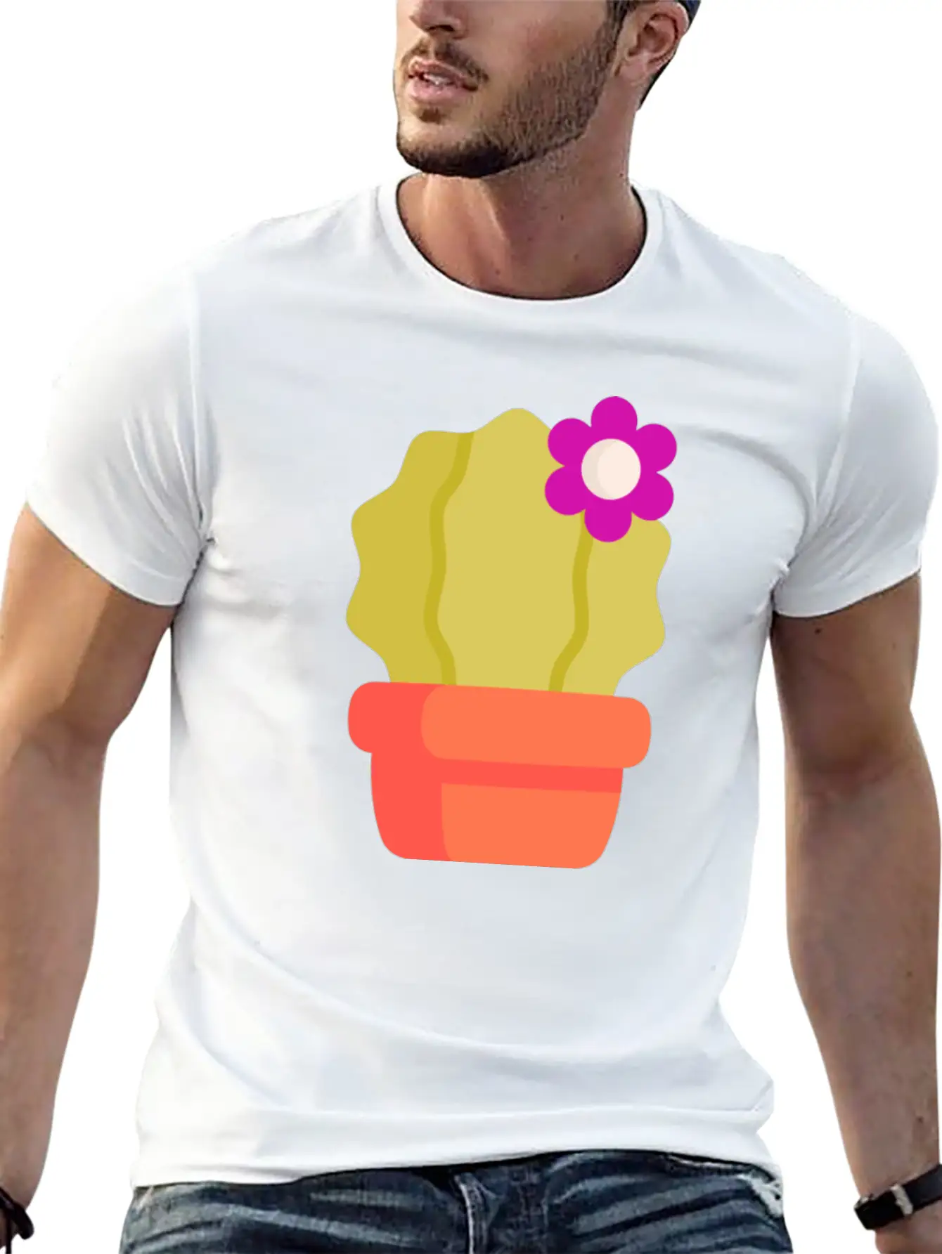 Cactus Illustration Essential Cotton Tee For Daily Outfits – Unisex Style