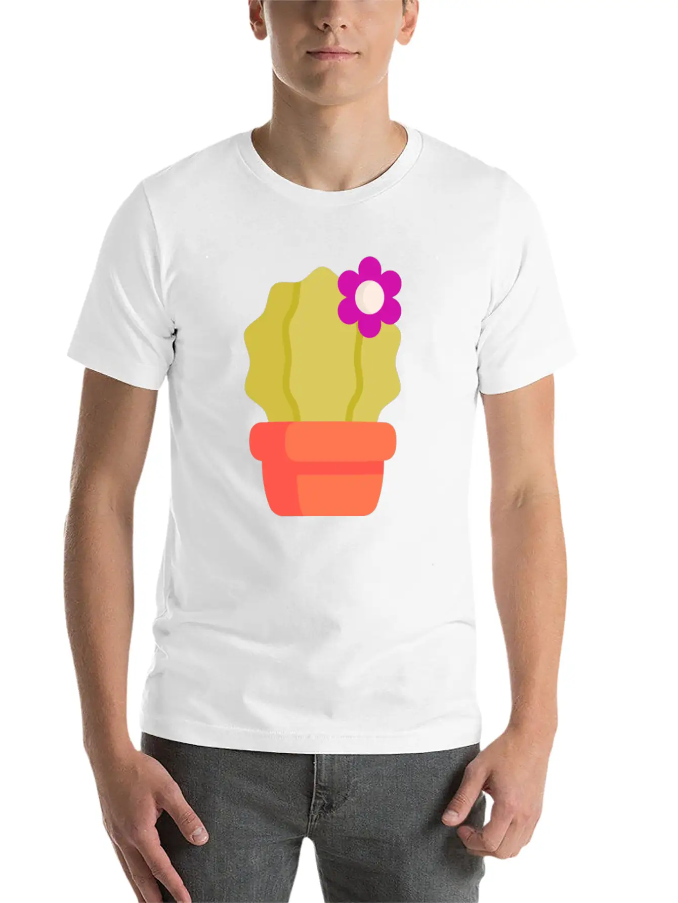 Cactus Illustration Essential Cotton Tee For Daily Outfits – Unisex Style