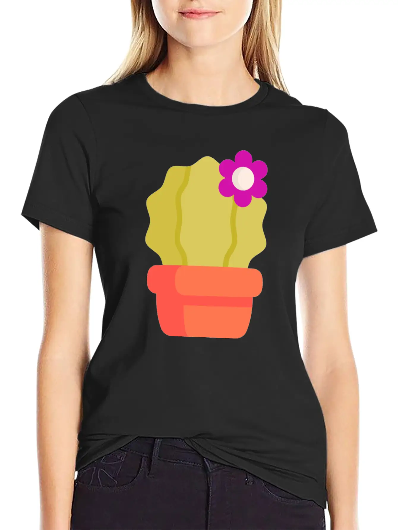 Cactus Illustration Essential Cotton Tee For Daily Outfits – Unisex Style