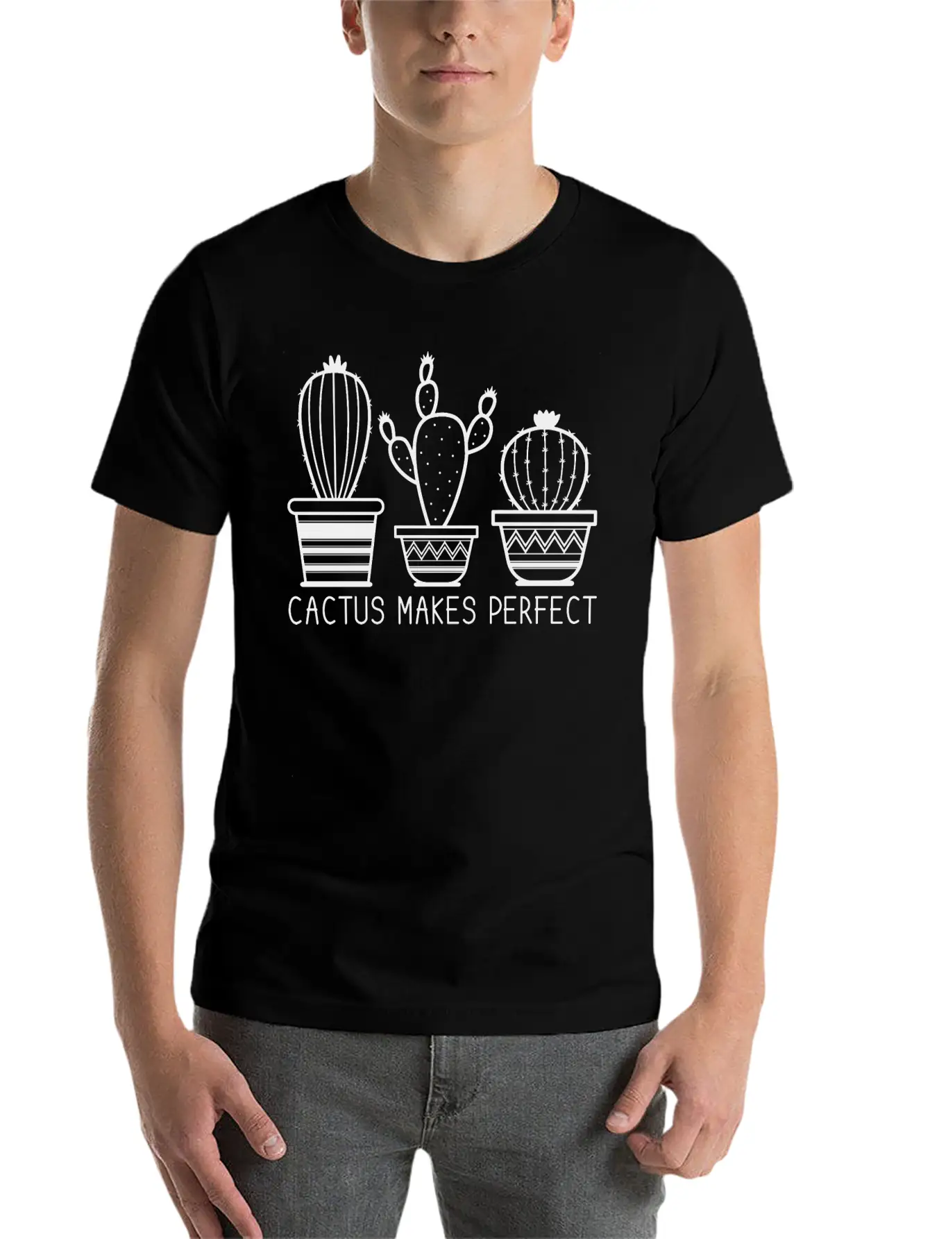 Cactus Makes Perfect Plant Lady Cactus Lover Gift Unisex Casual T-Shirt – Clean Design For Daily Comfort