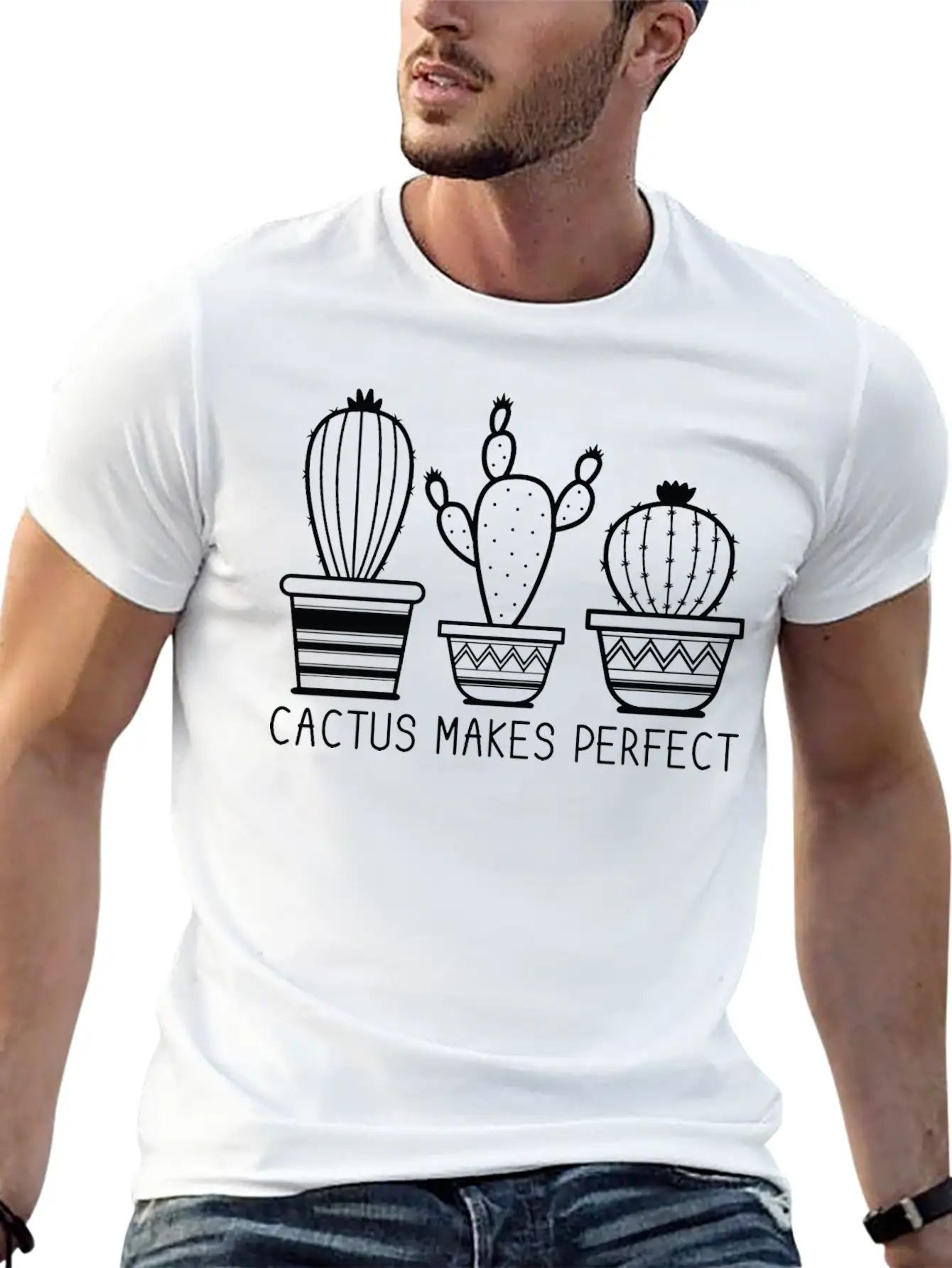 Cactus Makes Perfect Plant Lady Cactus Lover Gift Unisex Casual T-Shirt – Clean Design For Daily Comfort