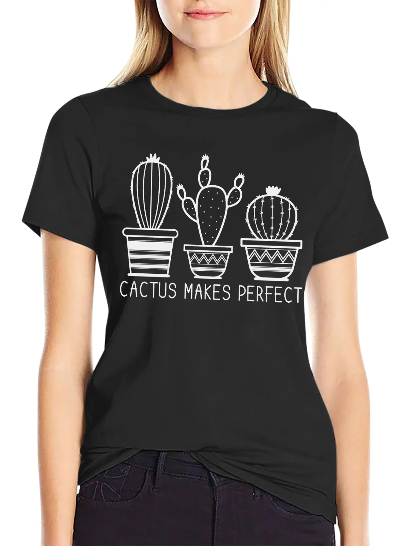 Cactus Makes Perfect Plant Lady Cactus Lover Gift Unisex Casual T-Shirt – Clean Design For Daily Comfort