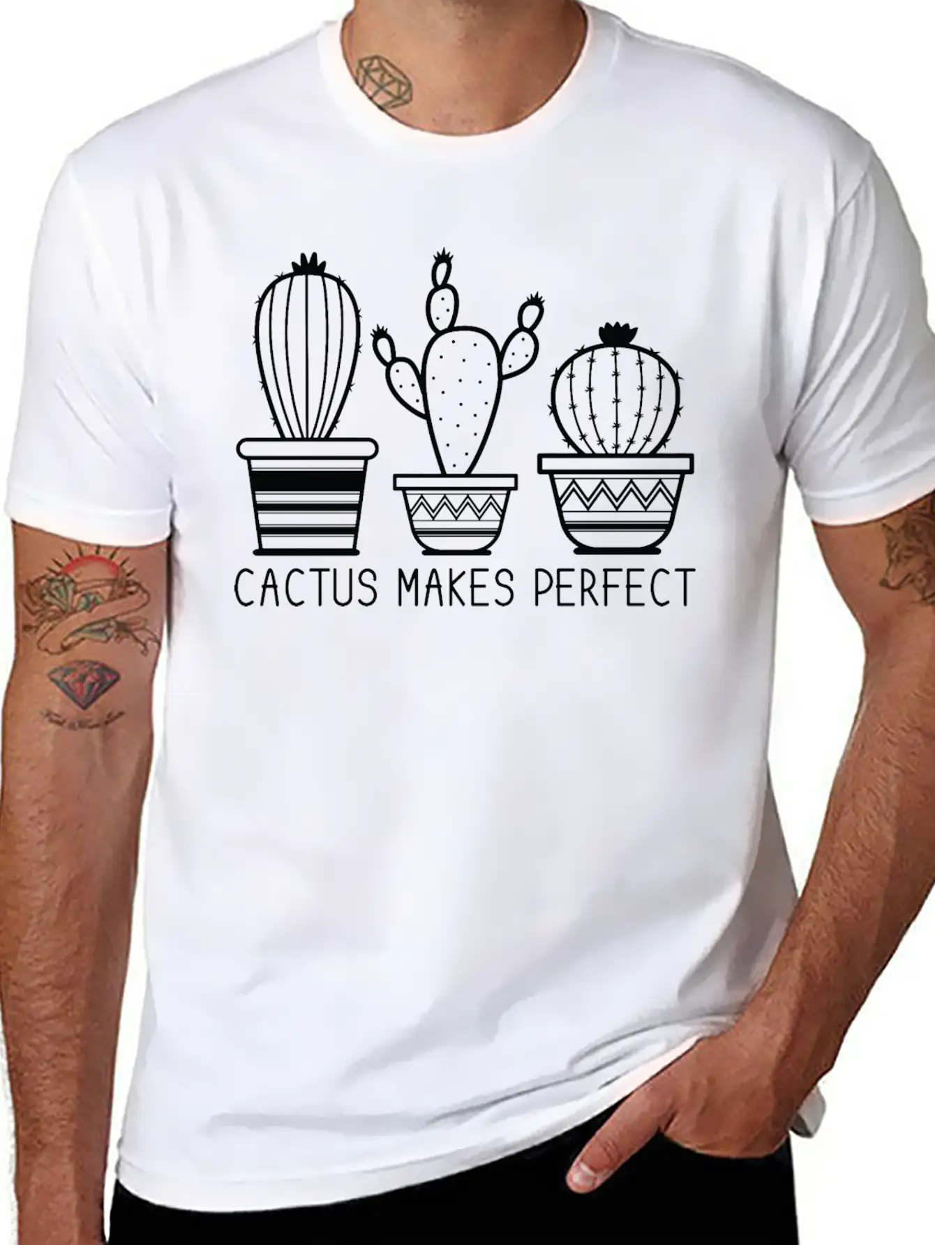 Cactus Makes Perfect Plant Lady Cactus Lover Gift Unisex Casual T-Shirt – Clean Design For Daily Comfort