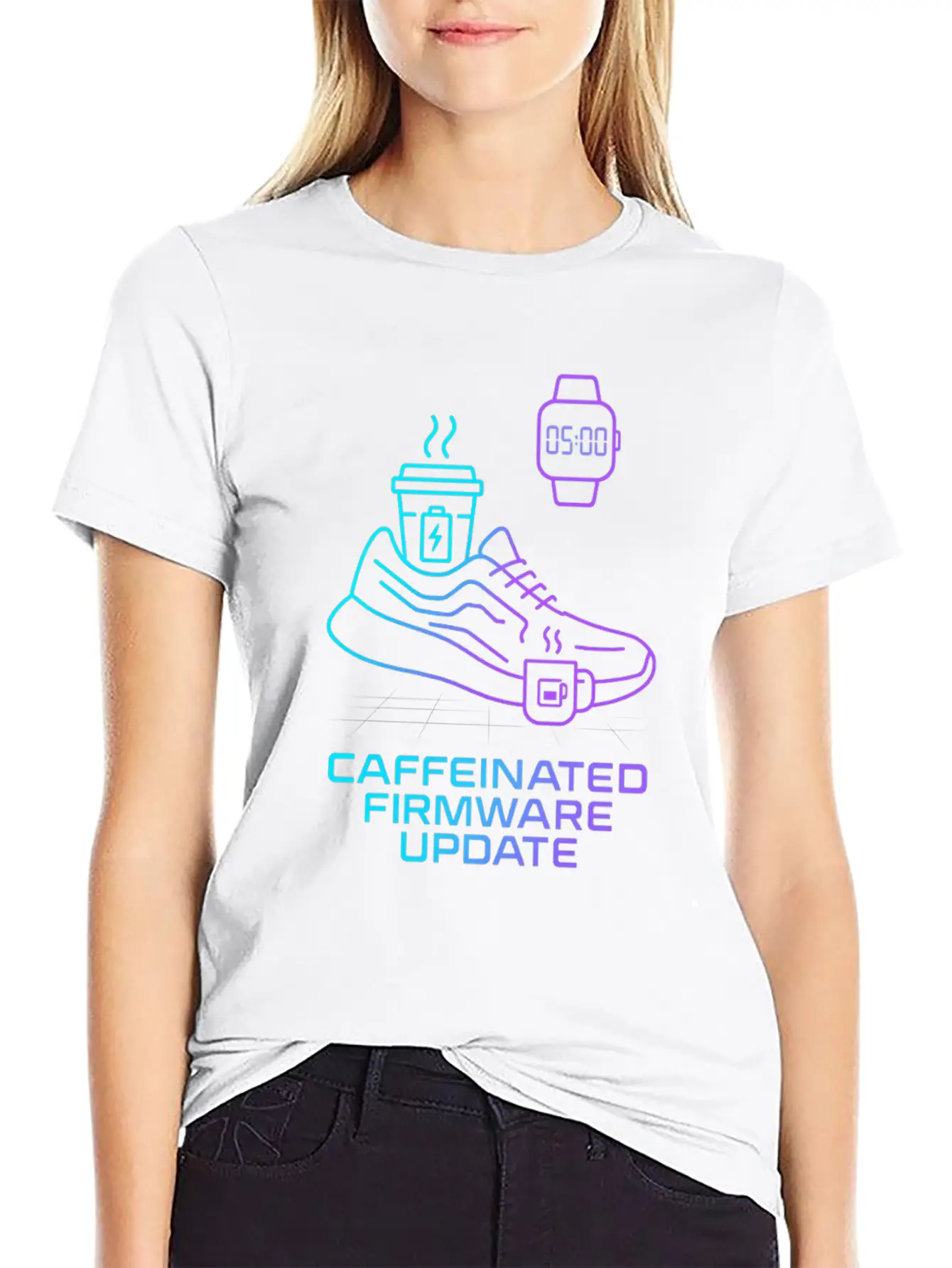 Caffeinated Firmware Update Cyber Runner Unisex Casual T-Shirt – Clean Design For Daily Comfort