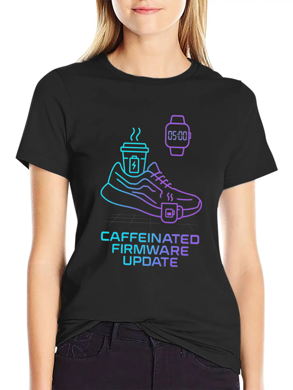 Caffeinated Firmware Update Cyber Runner Unisex Casual T-Shirt – Clean Design For Daily Comfort