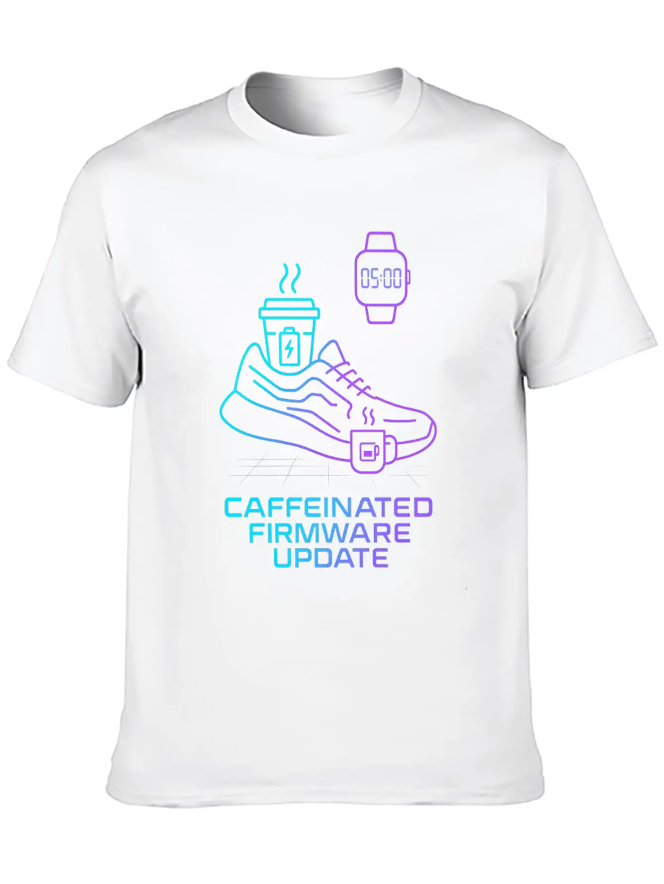 Caffeinated Firmware Update Cyber Runner Unisex Casual T-Shirt – Clean Design For Daily Comfort