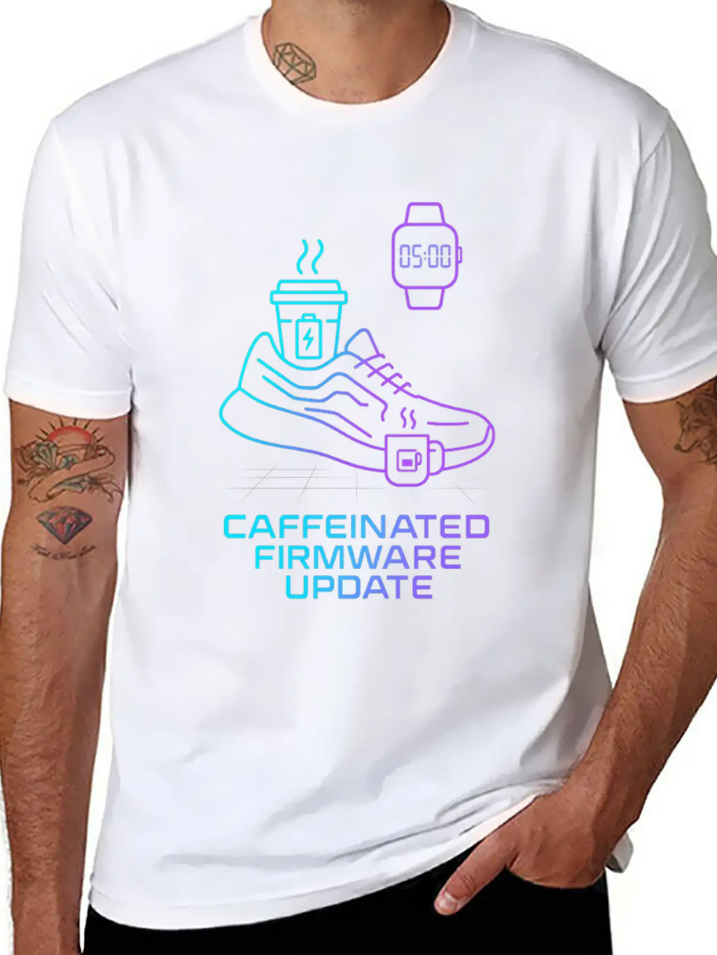 Caffeinated Firmware Update Cyber Runner Unisex Casual T-Shirt – Clean Design For Daily Comfort