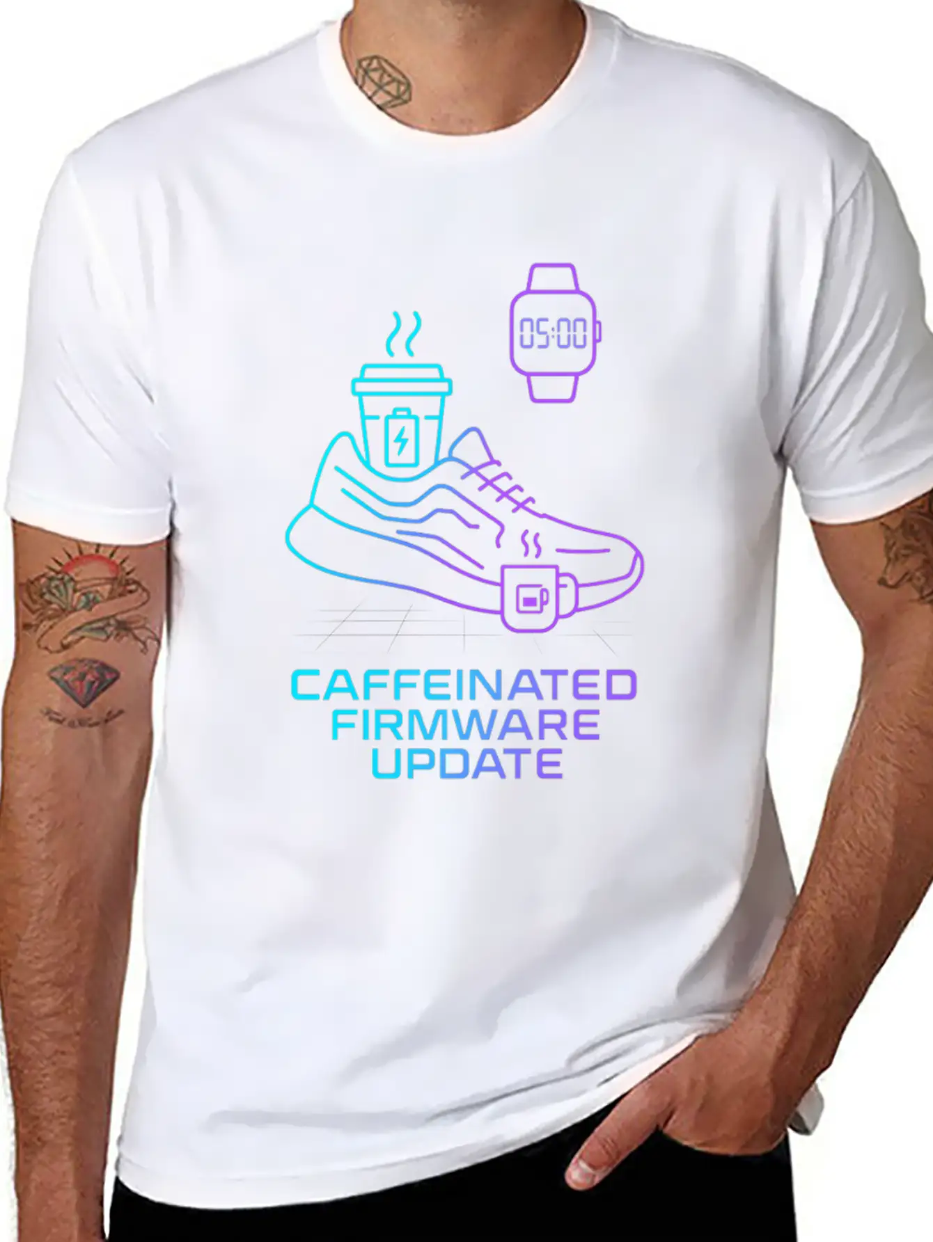 Caffeinated Firmware Update Cyber Runner Unisex Casual T-Shirt – Clean Design For Daily Comfort
