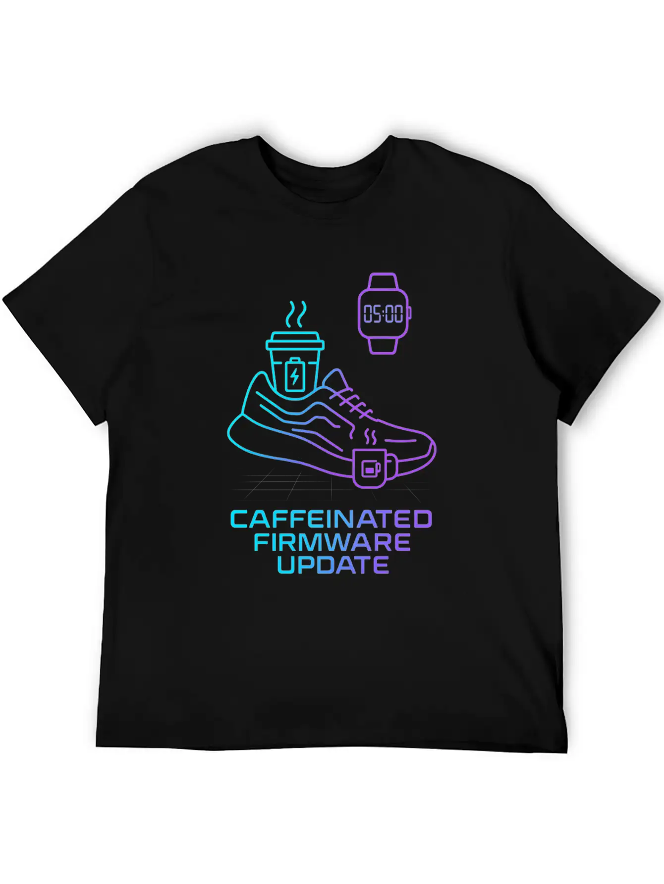 Caffeinated Firmware Update Cyber Runner Unisex Casual T-Shirt – Clean Design For Daily Comfort