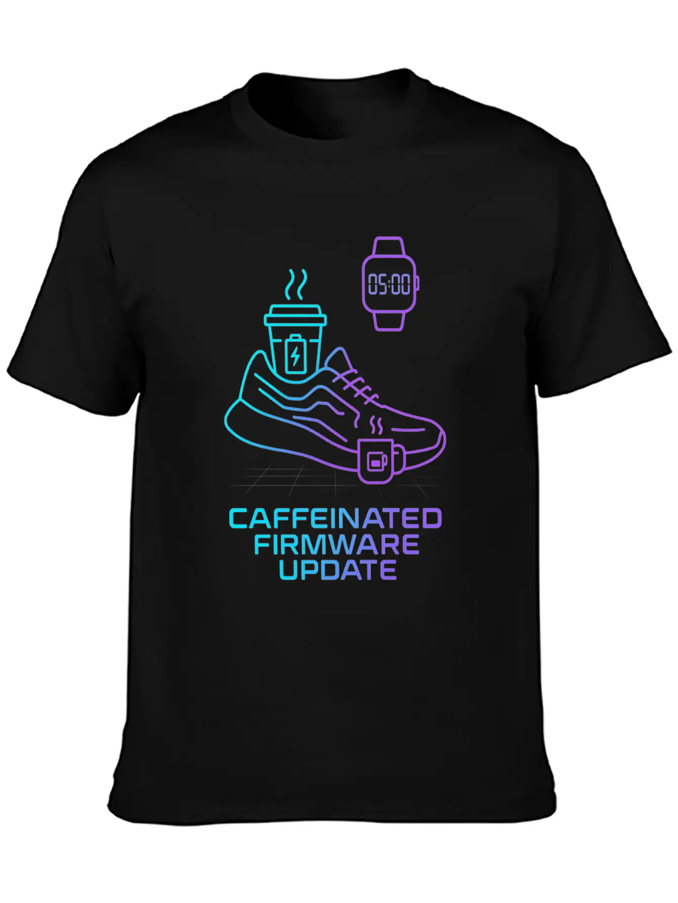 Caffeinated Firmware Update Cyber Runner Unisex Casual T-Shirt – Clean Design For Daily Comfort