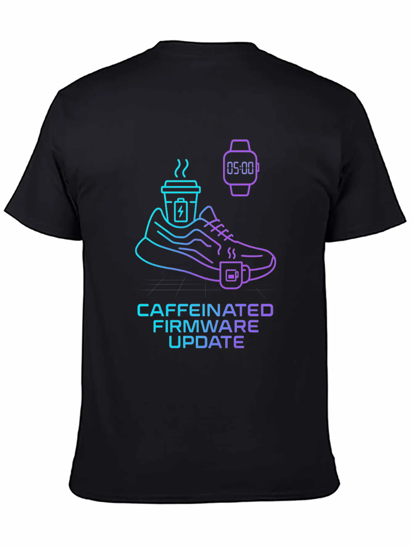 Caffeinated Firmware Update Cyber Runner Unisex Casual T-Shirt – Clean Design For Daily Comfort