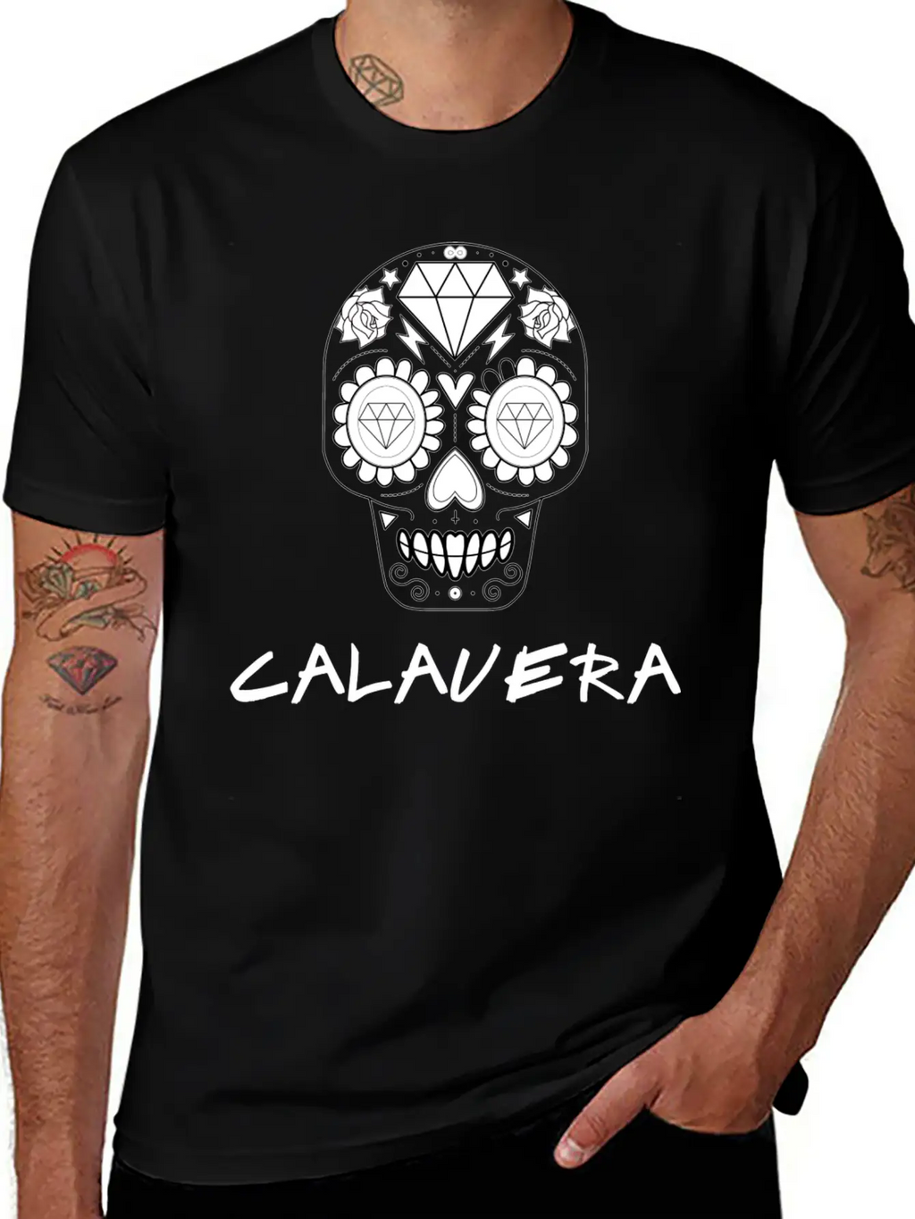 Calavera White Casual Graphic T-Shirt – Simple And Comfortable Daily Wear