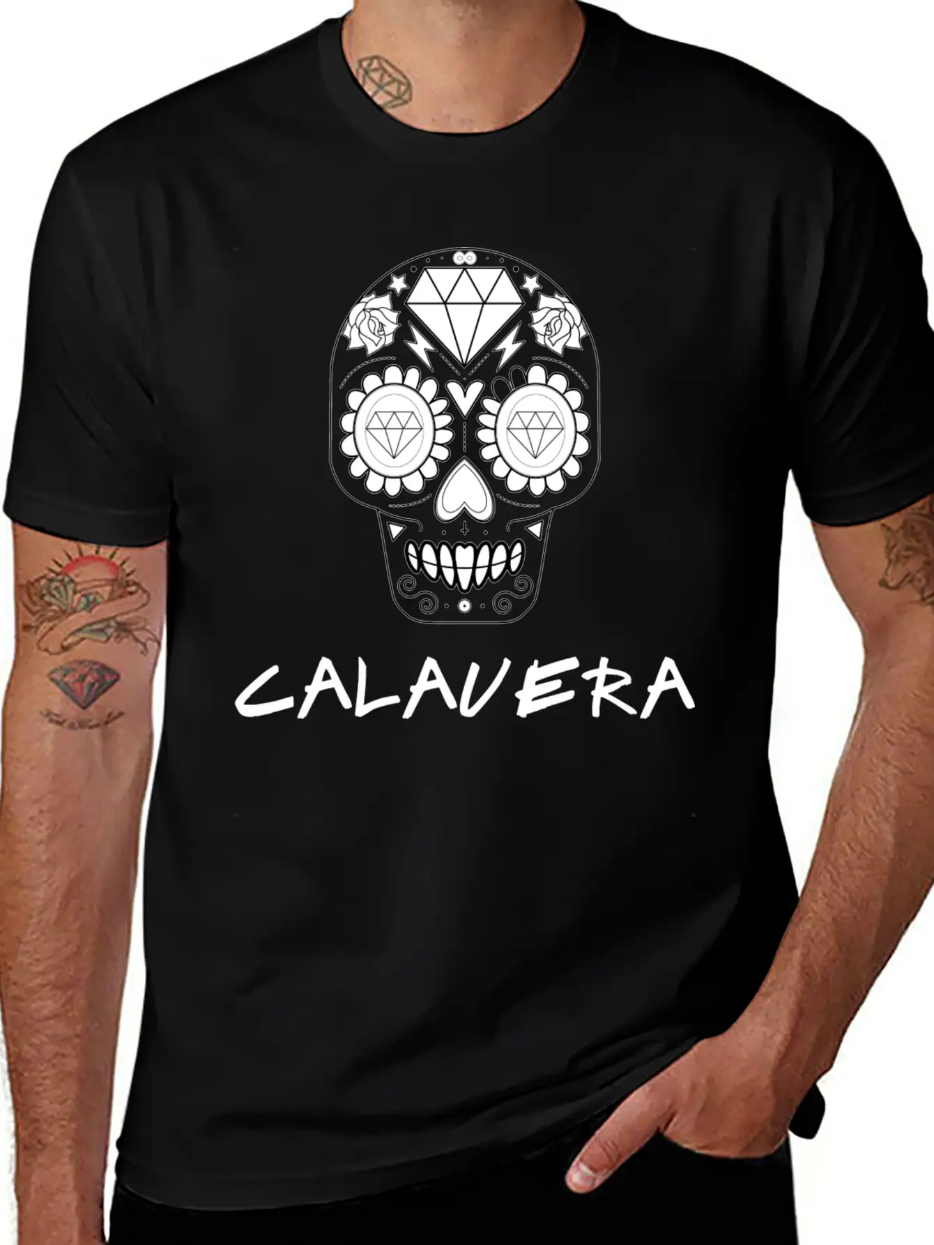 Calavera White Casual Graphic T-Shirt – Simple And Comfortable Daily Wear
