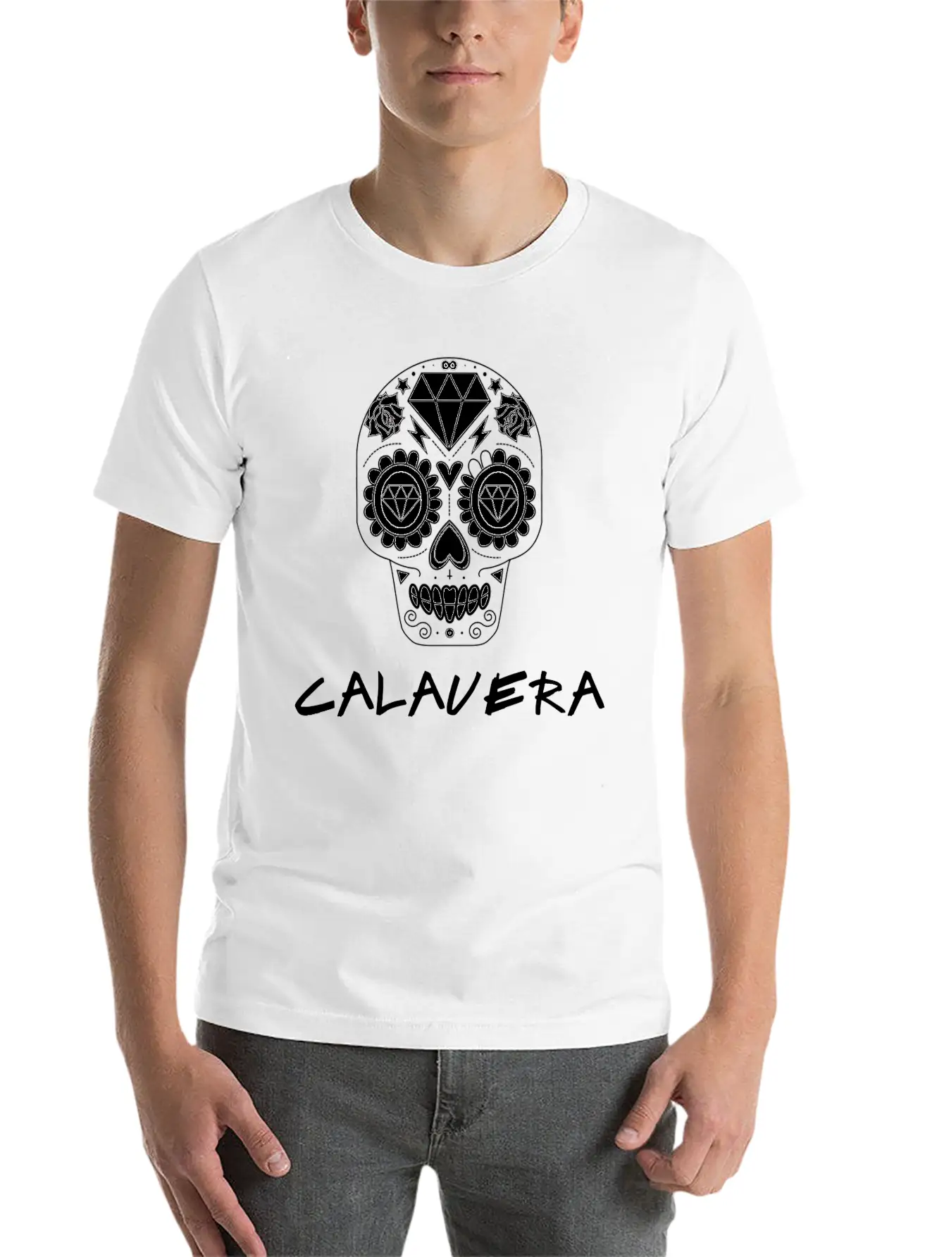 Calavera White Casual Graphic T-Shirt – Simple And Comfortable Daily Wear