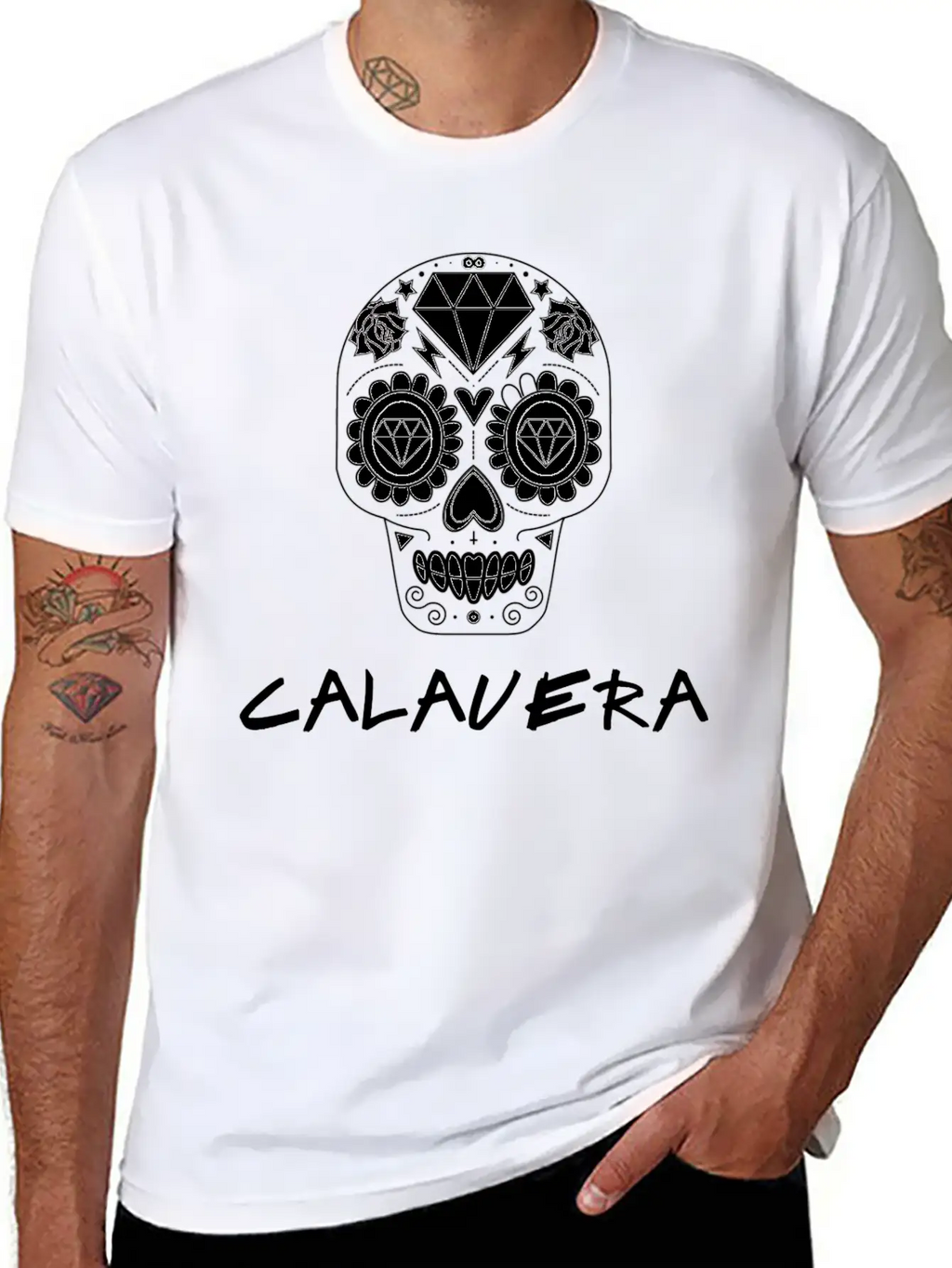 Calavera White Casual Graphic T-Shirt – Simple And Comfortable Daily Wear