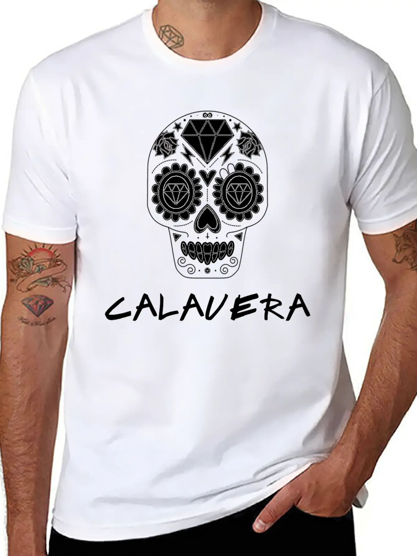 Calavera White Casual Graphic T-Shirt – Simple And Comfortable Daily Wear