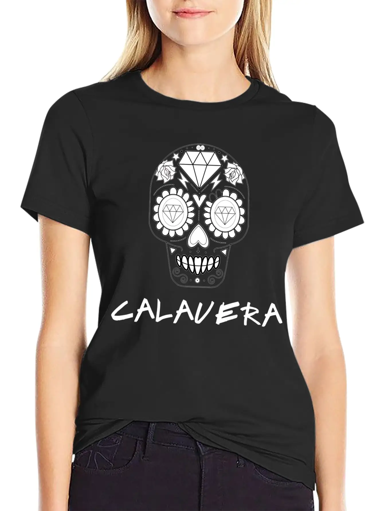 Calavera White Casual Graphic T-Shirt – Simple And Comfortable Daily Wear