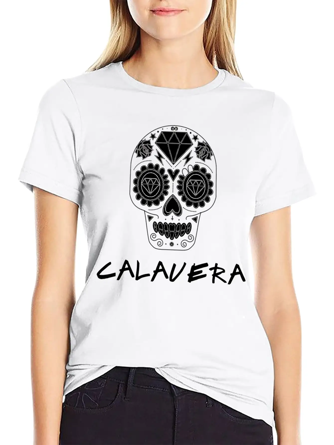 Calavera White Casual Graphic T-Shirt – Simple And Comfortable Daily Wear