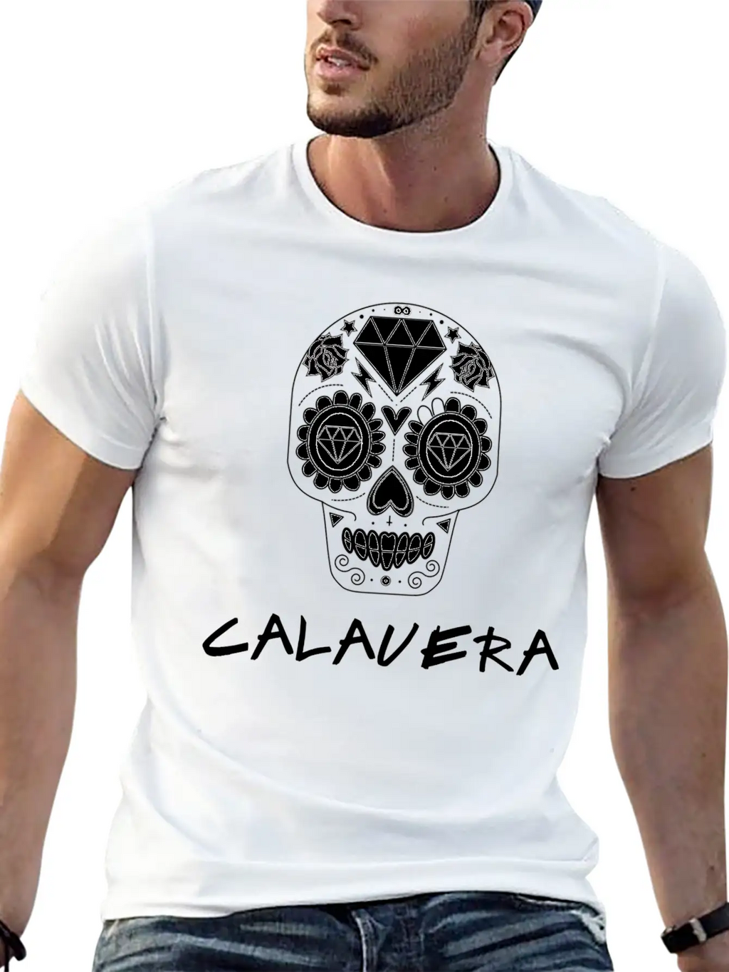 Calavera White Casual Graphic T-Shirt – Simple And Comfortable Daily Wear