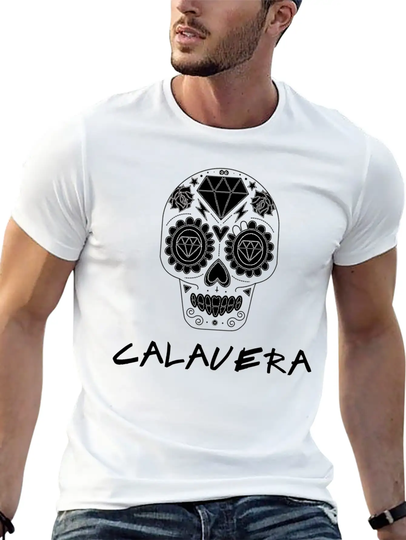 Calavera White Casual Graphic T-Shirt – Simple And Comfortable Daily Wear