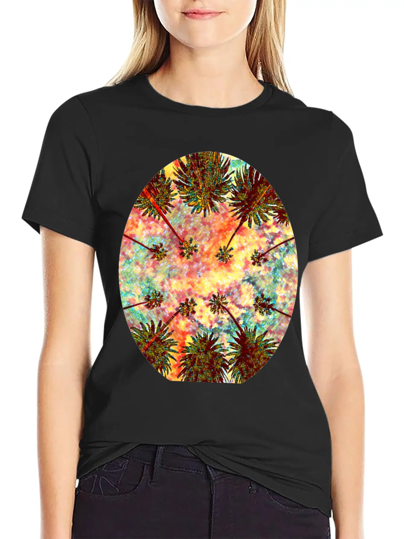 California Sky Mosaic Essential Cotton Tee For Daily Outfits – Unisex Style