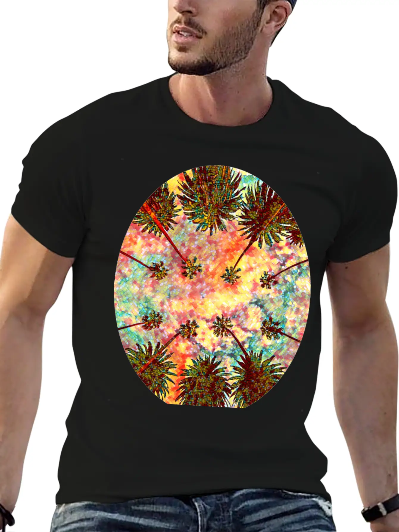 California Sky Mosaic Essential Cotton Tee For Daily Outfits – Unisex Style