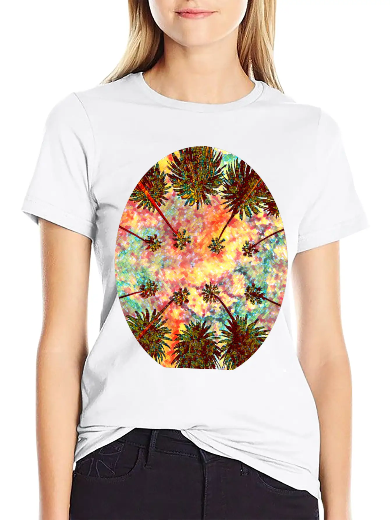California Sky Mosaic Essential Cotton Tee For Daily Outfits – Unisex Style