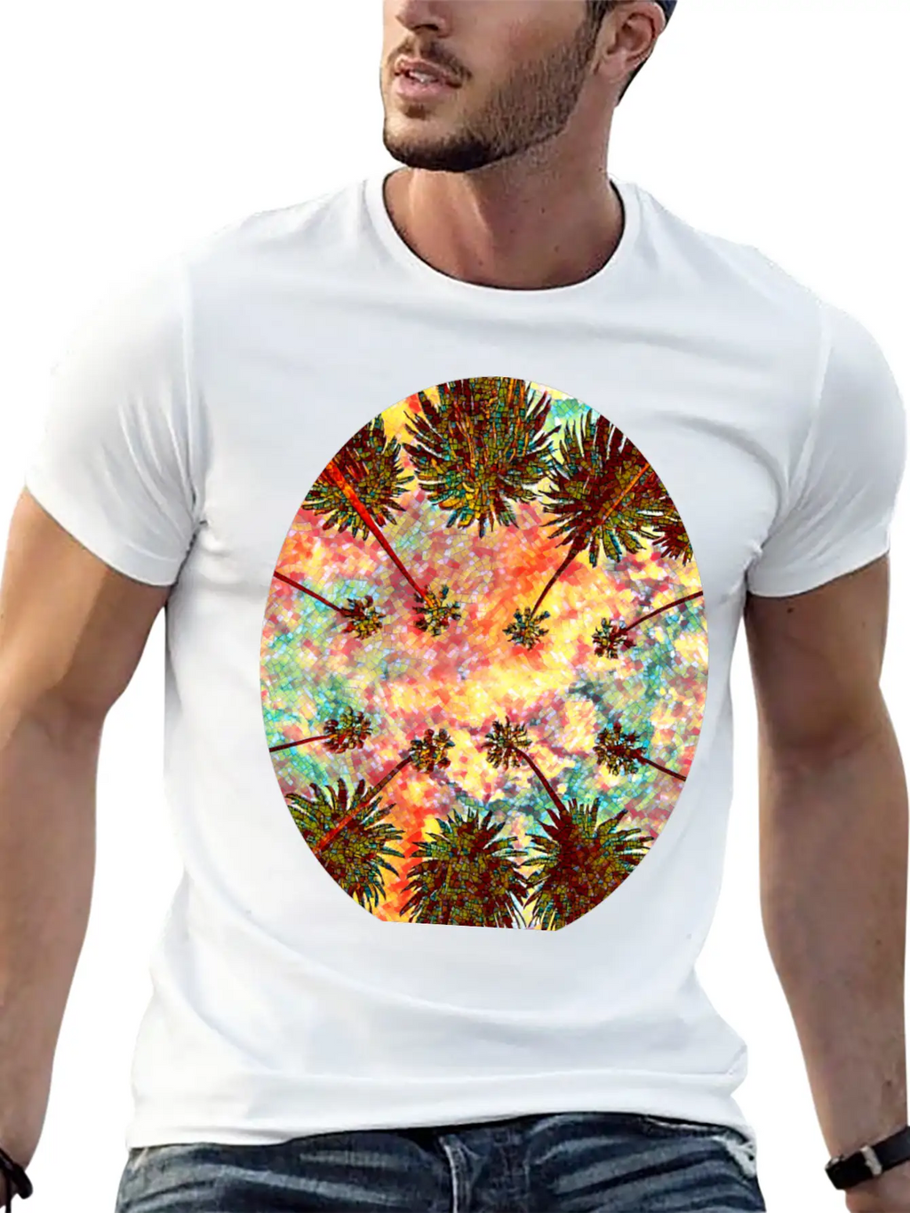 California Sky Mosaic Essential Cotton Tee For Daily Outfits – Unisex Style