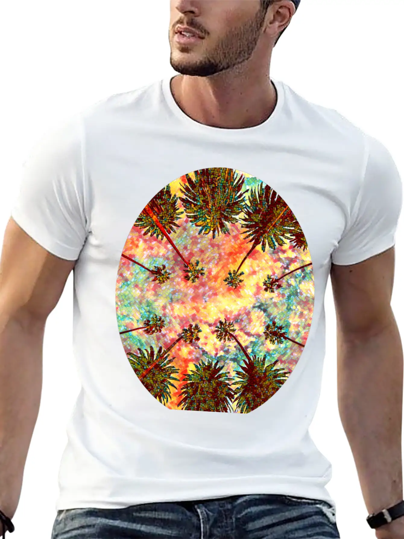 California Sky Mosaic Essential Cotton Tee For Daily Outfits – Unisex Style