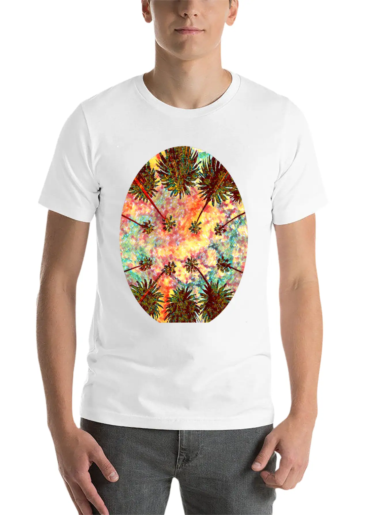 California Sky Mosaic Essential Cotton Tee For Daily Outfits – Unisex Style