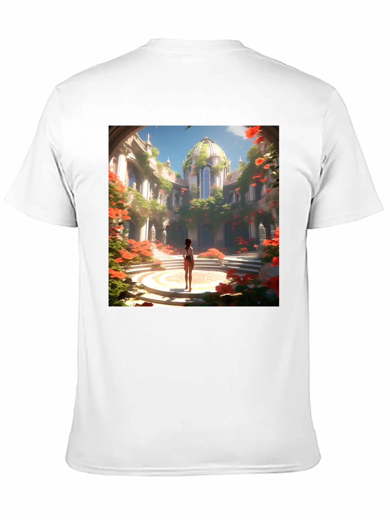 Calligraphic Capital G Embossed With Floral Unisex Short Sleeve Soft Cotton T-Shirt – Casual Everyday Wear