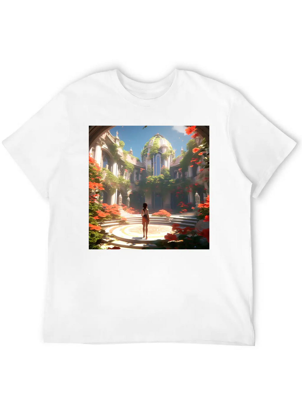 Calligraphic Capital G Embossed With Floral Unisex Short Sleeve Soft Cotton T-Shirt – Casual Everyday Wear