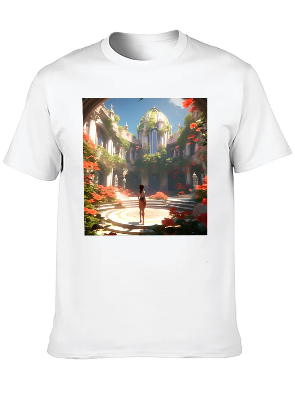 Calligraphic Capital G Embossed With Floral Unisex Short Sleeve Soft Cotton T-Shirt – Casual Everyday Wear