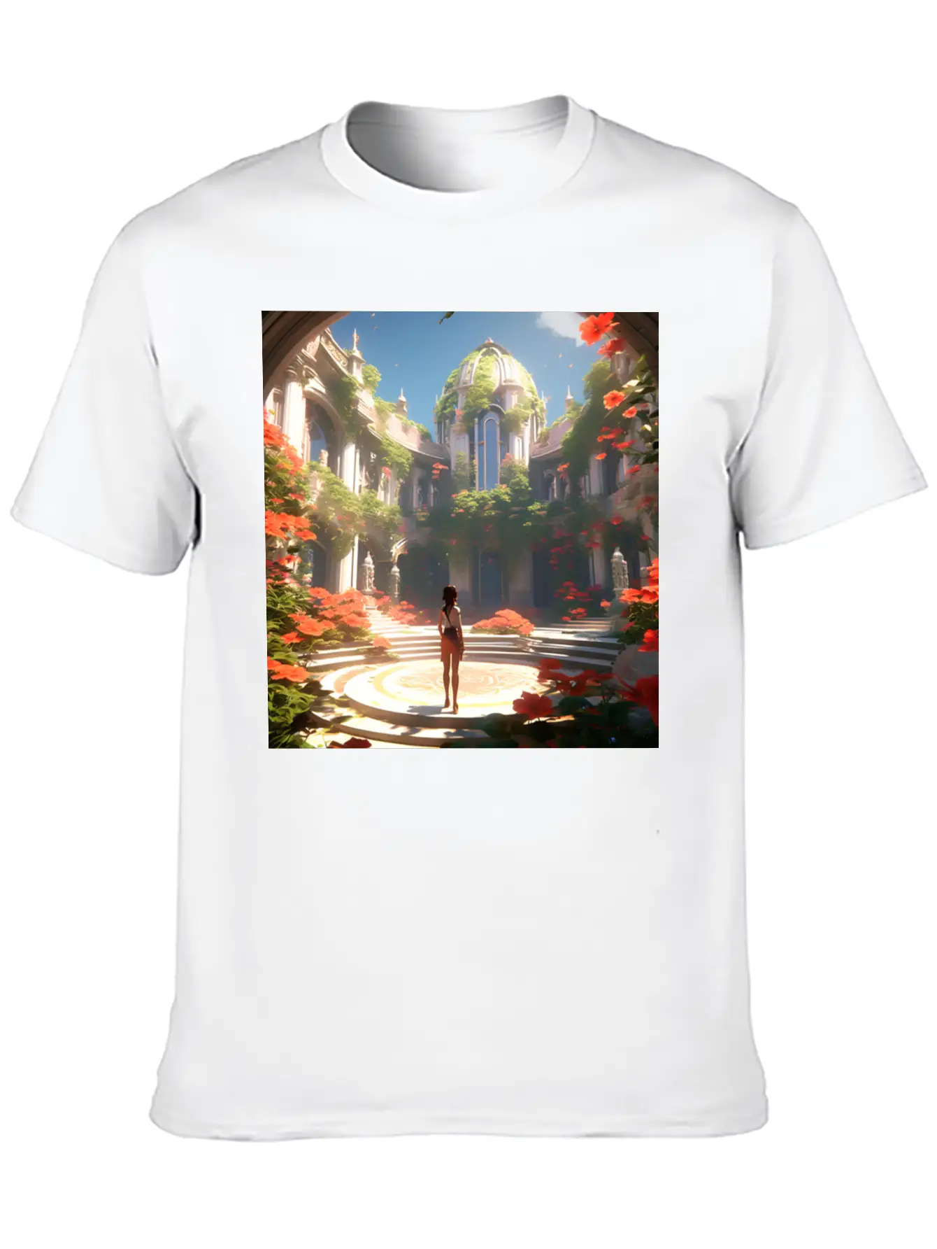 Calligraphic Capital G Embossed With Floral Unisex Short Sleeve Soft Cotton T-Shirt – Casual Everyday Wear