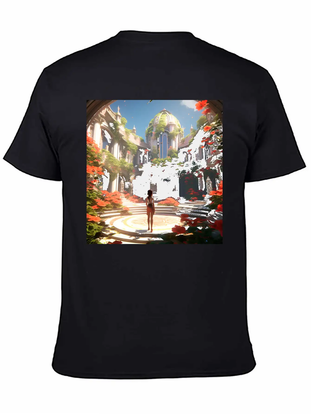 Calligraphic Capital G Embossed With Floral Unisex Short Sleeve Soft Cotton T-Shirt – Casual Everyday Wear