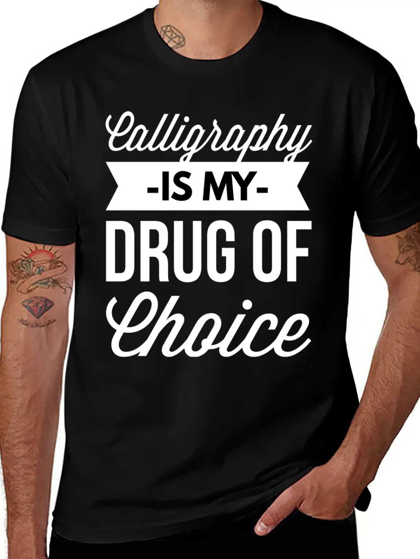 Calligraphy Is My Drug Of Choice Unisex Short Sleeve Soft Cotton T-Shirt – Casual Everyday Wear