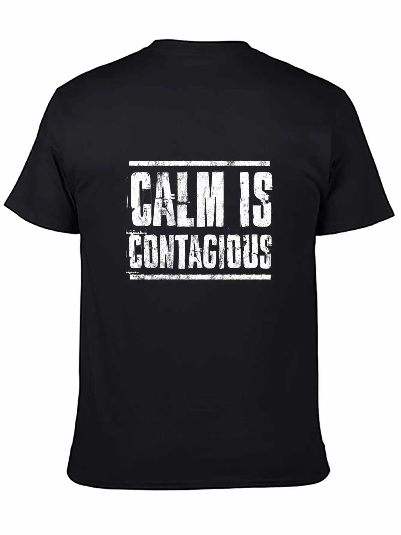 Calm Is Contagious Distressed Military Veteran Tee Unisex Short Sleeve Soft Cotton T-Shirt – Casual Everyday Wear