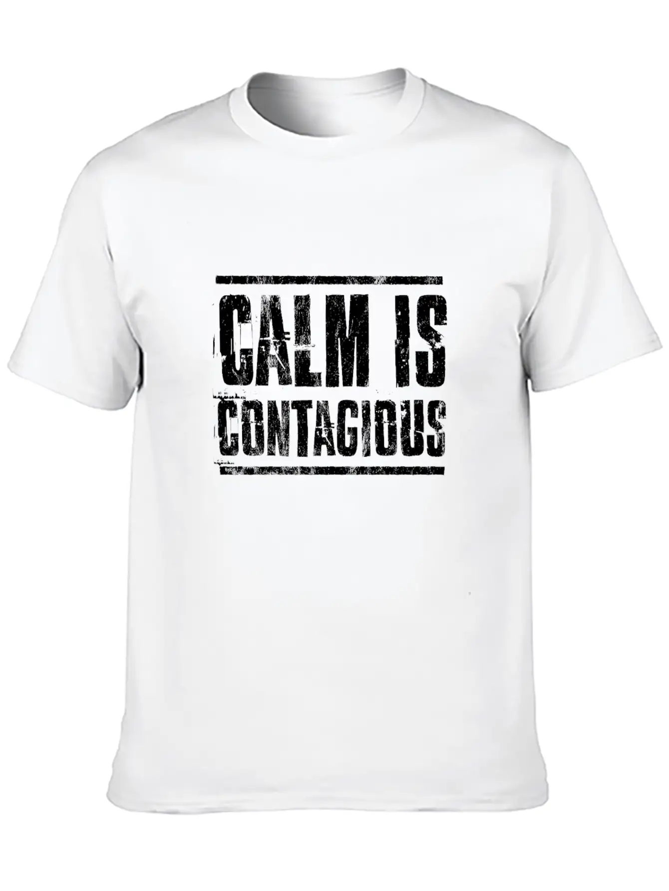Calm Is Contagious Distressed Military Veteran Tee Unisex Short Sleeve Soft Cotton T-Shirt – Casual Everyday Wear